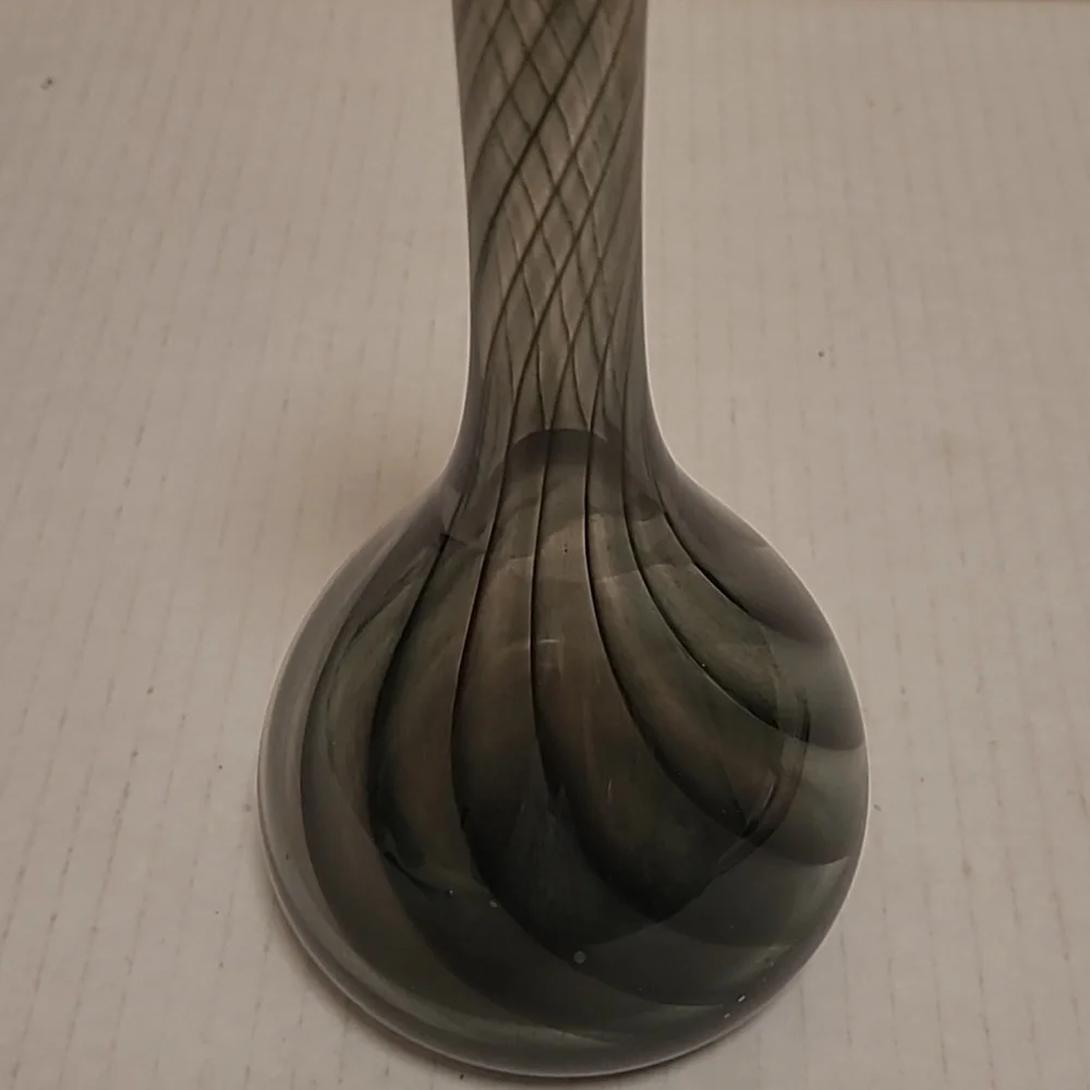 Vintage Handblown Spiral Pattern Glass Vase